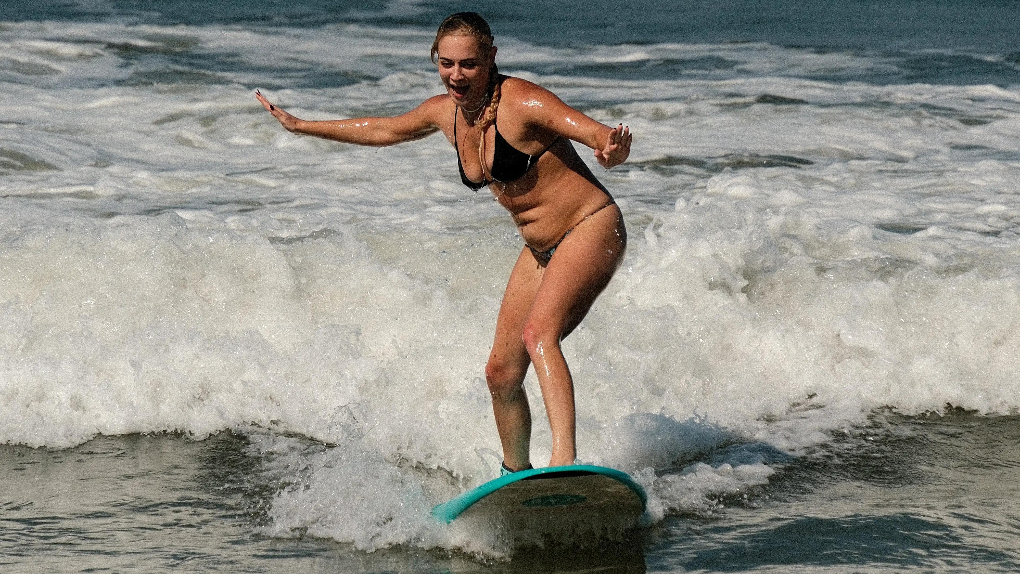 Standing first time surfing